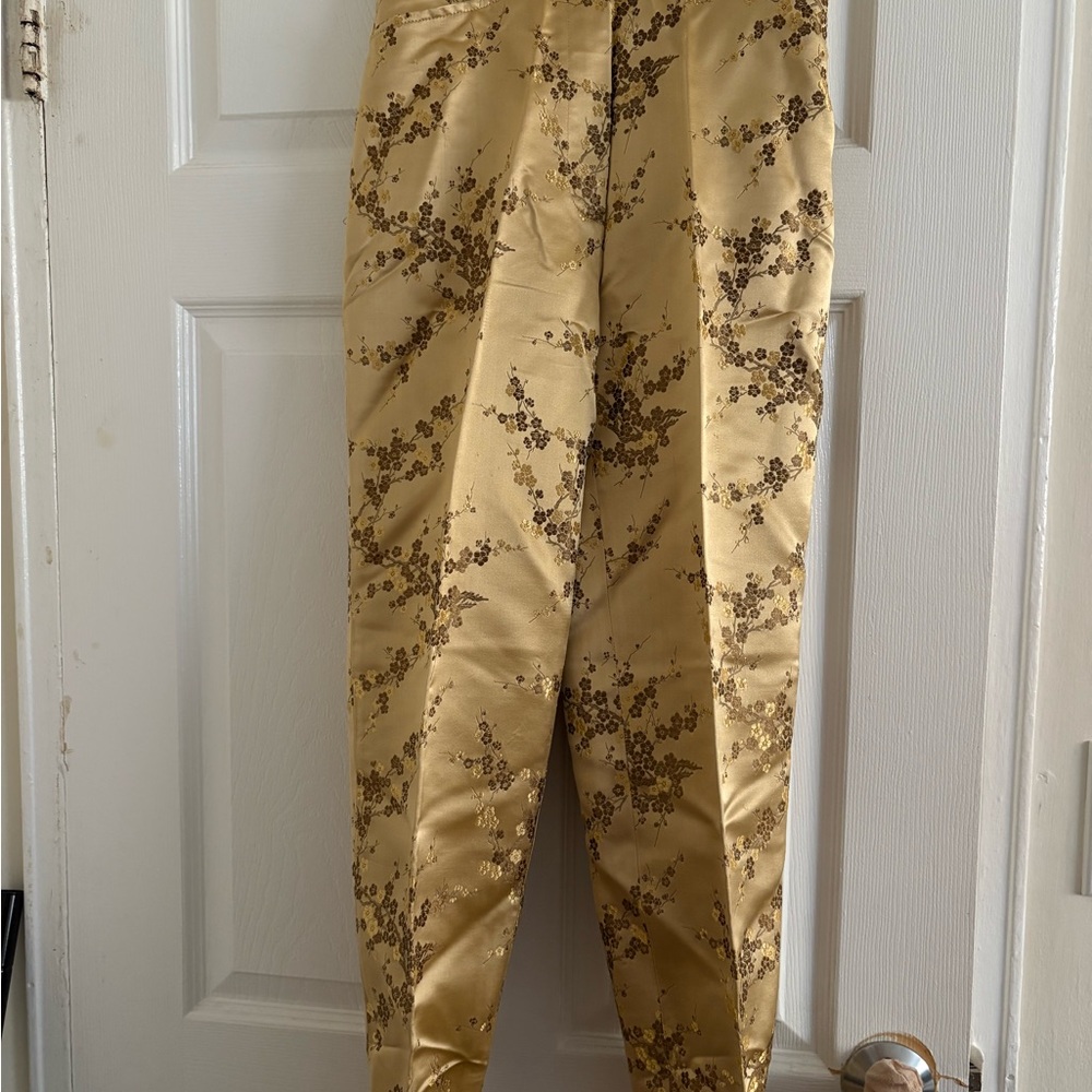 🧡Renato Nucci Gold Floral Pants – Made in France– Size 38 – Elegant